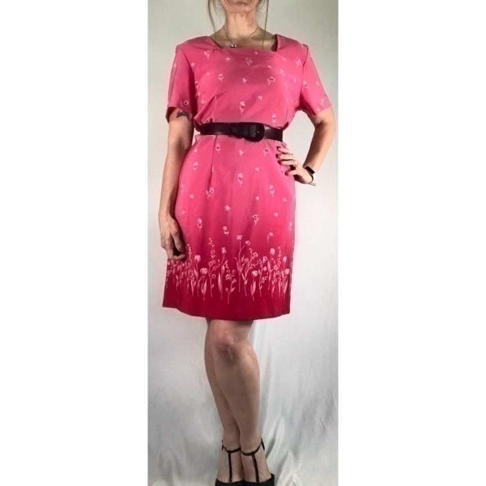 90’s Vintage ‘Sag Harbor’ Pink Ombré Floral Pencil Dress